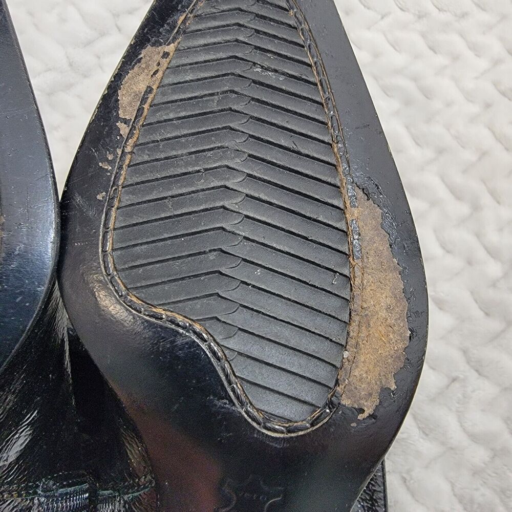 Aquatalia By Marvin K. Black Patent Weatherproof Pointed Toe Ankle Boot Size 8.5 - Picture 14 of 16